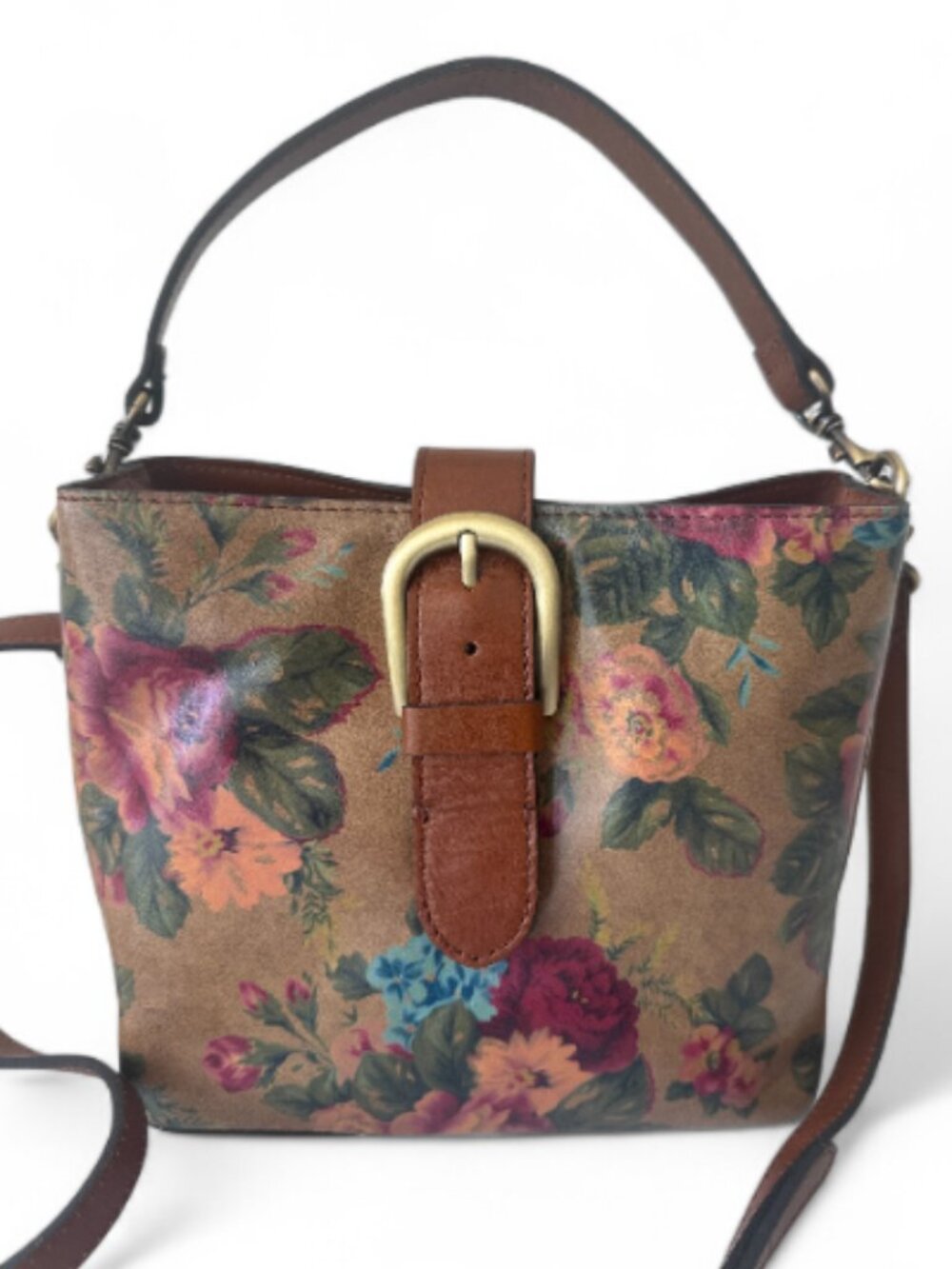 Patricia Nash Irving Bucket Handbag Leath Distressed Vintage Victorian Garden - Picture 3 of 14